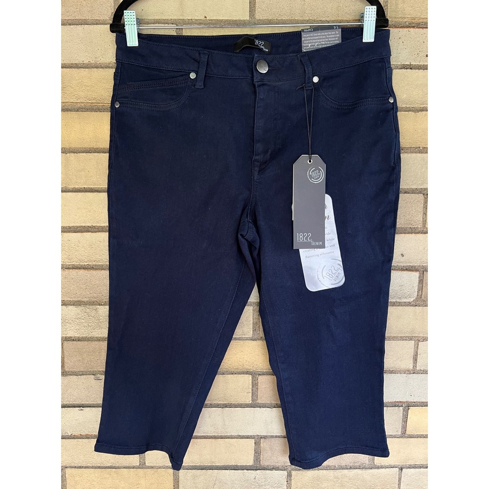 1822 Butter Denim Capri Jeans Dark Wash Blue Size 14 NWT